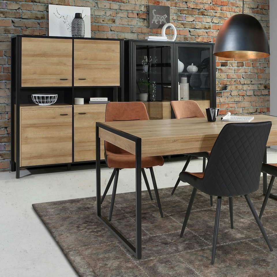image 1 of High Rock Storage Cabinet in Matt Black/Riviera Oak
