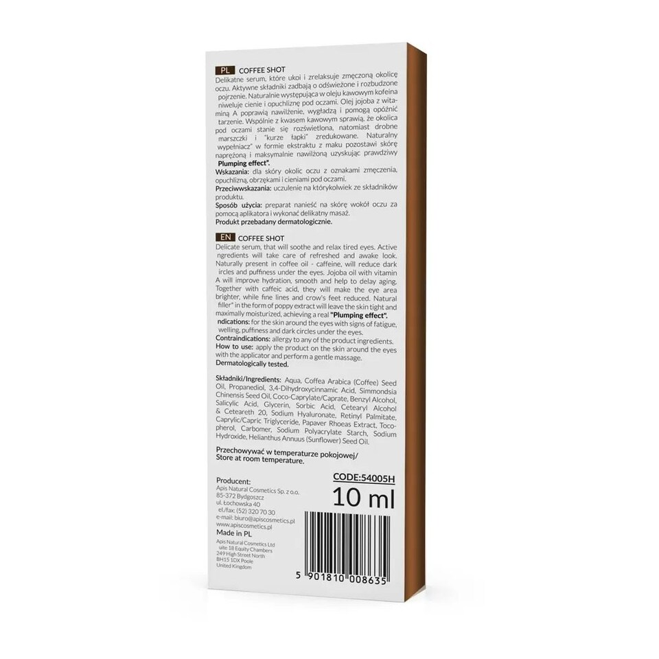 image 1 of Apis Coffee Shot Biorevitalizing Eye Serum with Caffeic Acid and Coffee Seed Oil 10ml