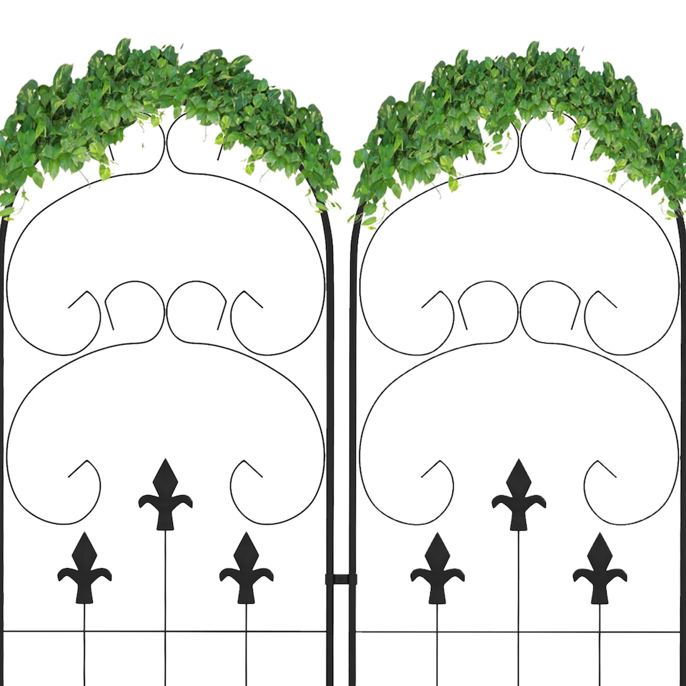 image 1 of Outsunny Set of 2 Metal Trellis for Climbing Plants, Scrolls Design, 45 x 150cm