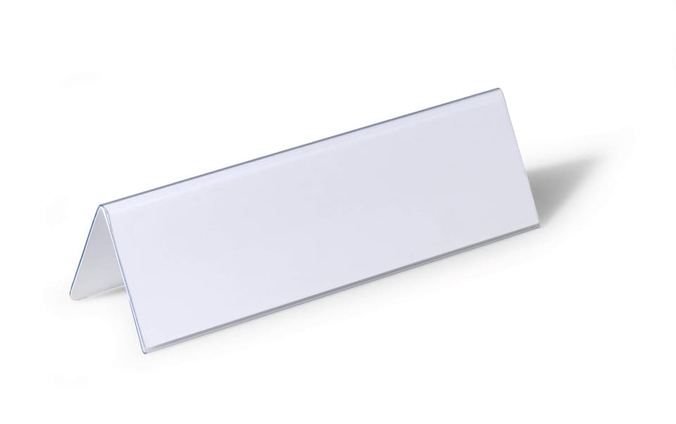 image 1 of Durable Clear Plastic Table Place Name Holders and Inserts | 25 Pack | 61x210mm