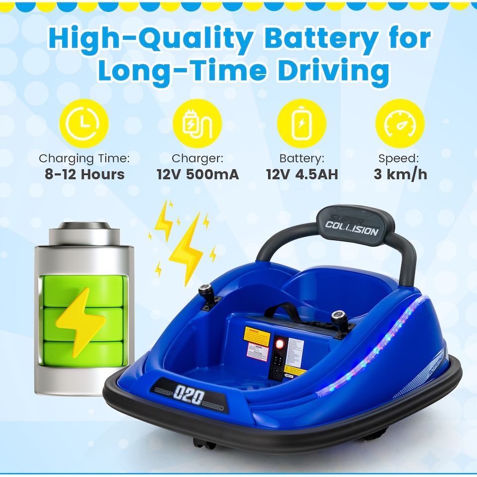 image 1 of COSTWAY Toy Car Kids Ride-On Bumper Car Electric 12V Blue