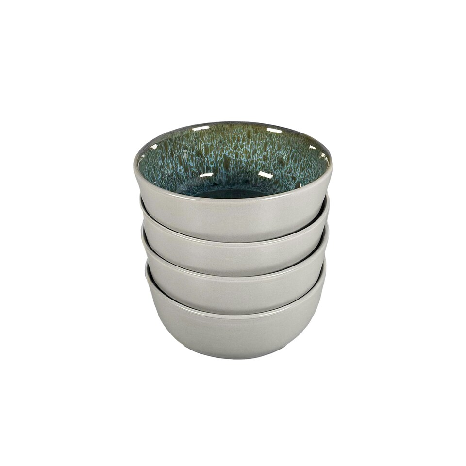 image 1 of Scandi Home Set of Four Stockholm 17cm Blue Artisan Glaze Ceramic Cereal Bowls Grey | Blue