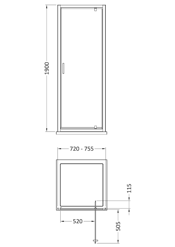 image 1 of Balterley Ruwa Toughened Safety Glass Reversible Pivot Shower Door - Balterley | Silver | Chrome | 1