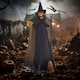 image 6 of HOMCOM Halloween Witch with Broomstick Animatronic Prop with Light Up Eyes