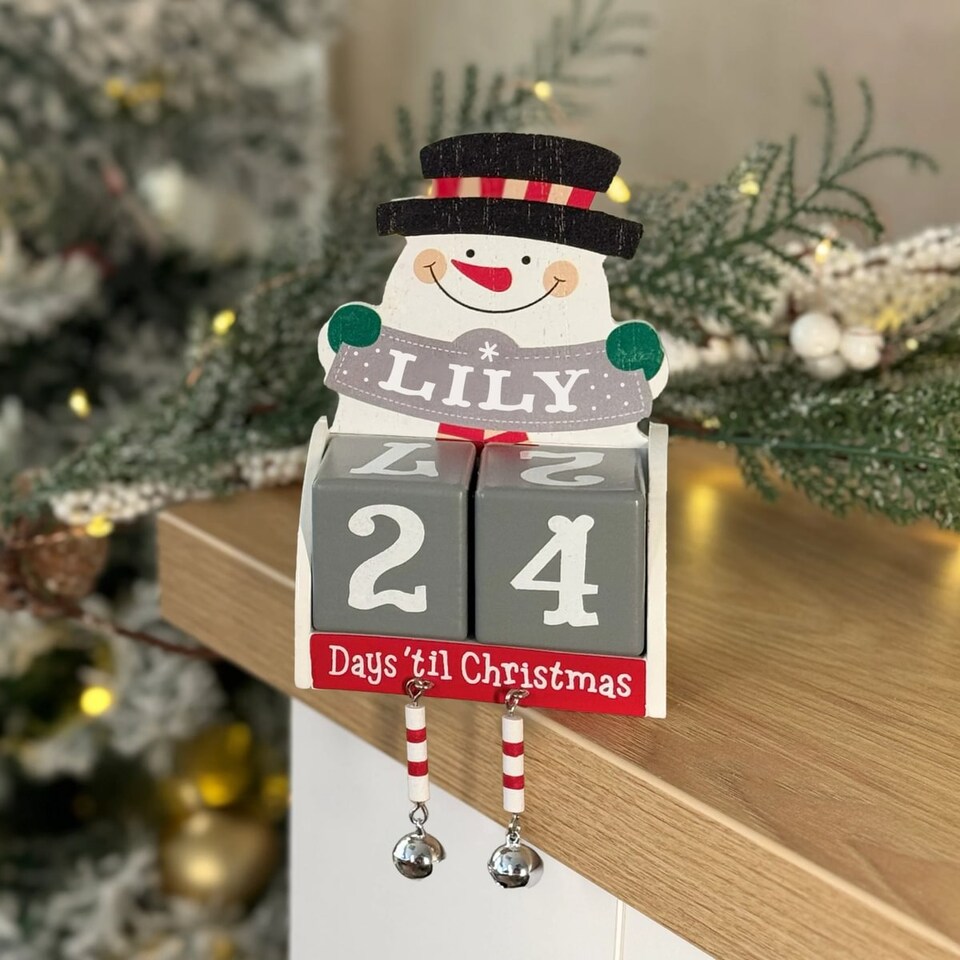 image 1 of Pre-personalised Wood Advent Block Calendar - Over 80 Titles - Lily