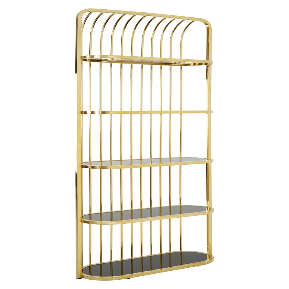image 1 of Interiors by Premier Elegant Gold Finish Cage Design Bookshelf, Spacious Slimline Bookshelf, Functional Sleek Shelf For Books Gold