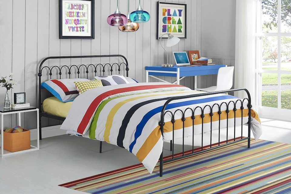 image 1 of Bright Pop Metal Bed Black, Double
