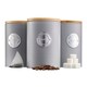 image 3 of Cooks Professional 3 Piece Ribbed Tea, Coffee, & Sugar Cannisters with Bamboo Lids | Grey | Grey & Silver