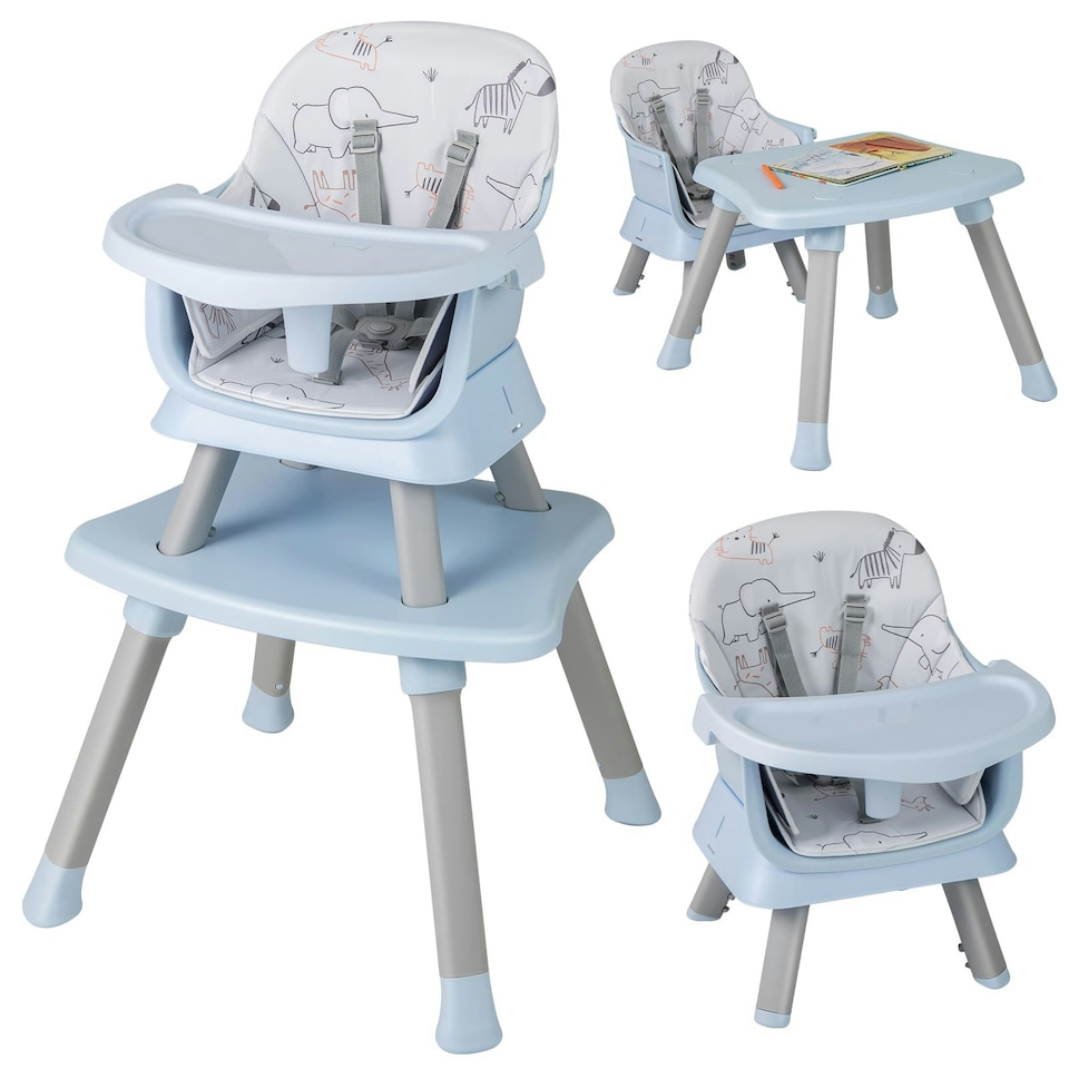 image 1 of COSTWAY 6-in-1 Baby High Chair Convertible Feeding Chair-Gray