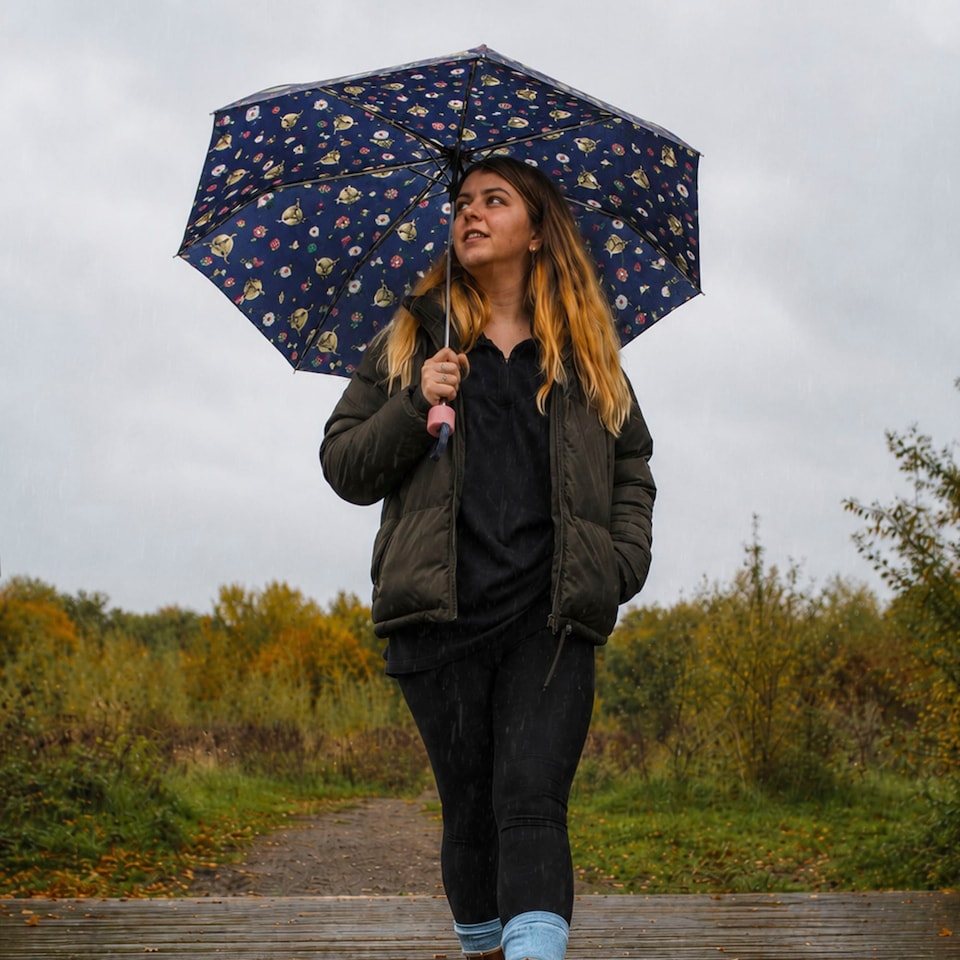 image 1 of Compact Supermini Umbrella Highland Cow Cats & Dogs Travel Rain Umbrella