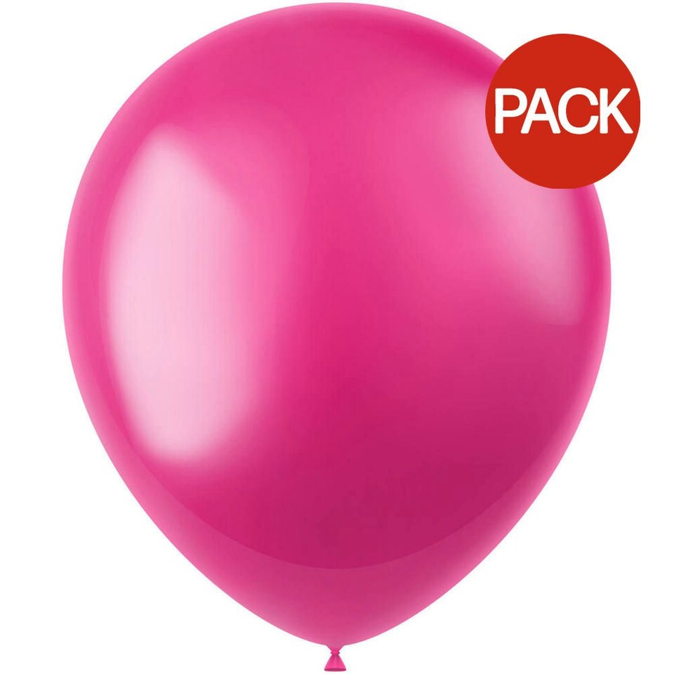 image 1 of Globos Latex Plain Balloons (Pack of 100) - Fuchsia - 9in