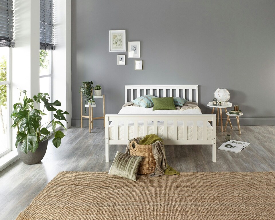 image 1 of Atlantic Bed Frame in White, size Double
