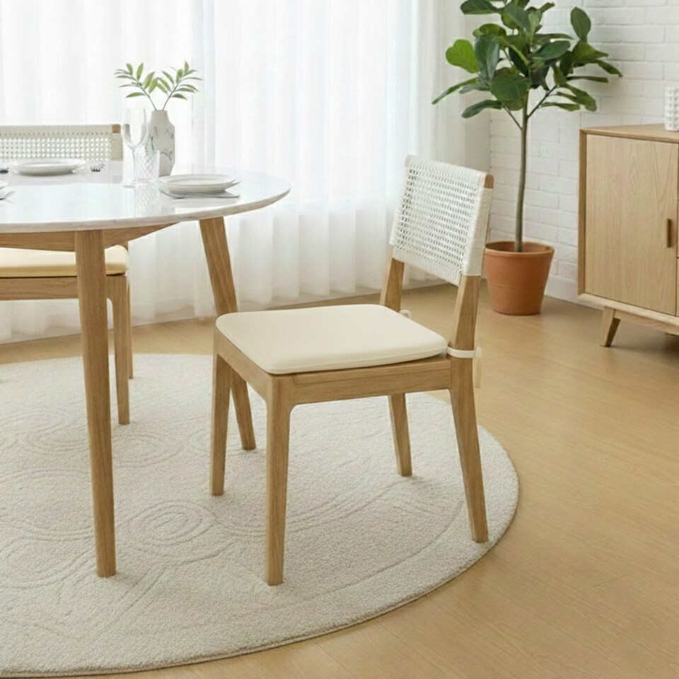 image 1 of Foam Seat Pad with Ties Pack of 2 Comfortable Chair Cushion for Dining, Kitchen Garden Seating | Cream