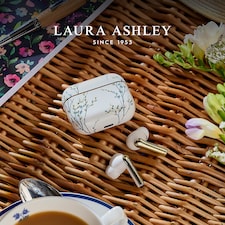 Laura Ashley Pussy Willow White 'Skylark' True Wireless Earbuds with HD Microphone and Charging Case