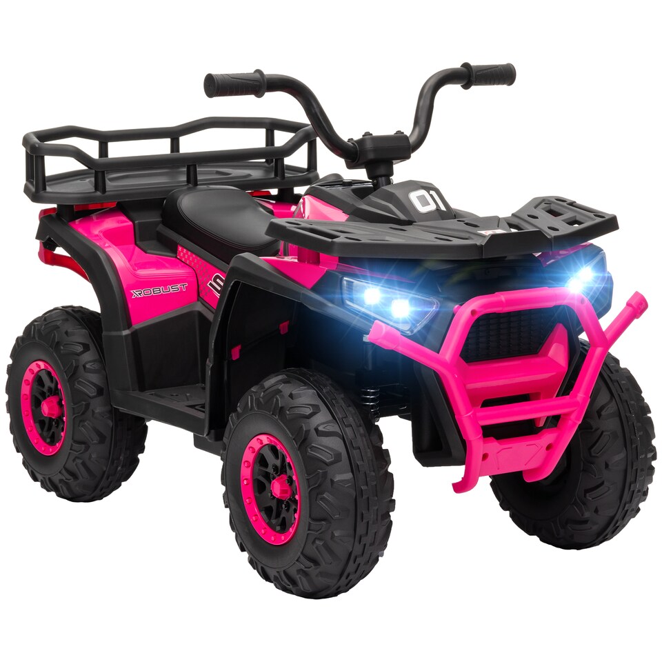 image 1 of AIYAPLAY 12V Kids Electric Ride on ATV, Battery Powered Quad Bike with 4 Suspension Wheels, Forward Reverse Function, Lights, Music, Storage Basket, for Ages 3-5 Years, Pink