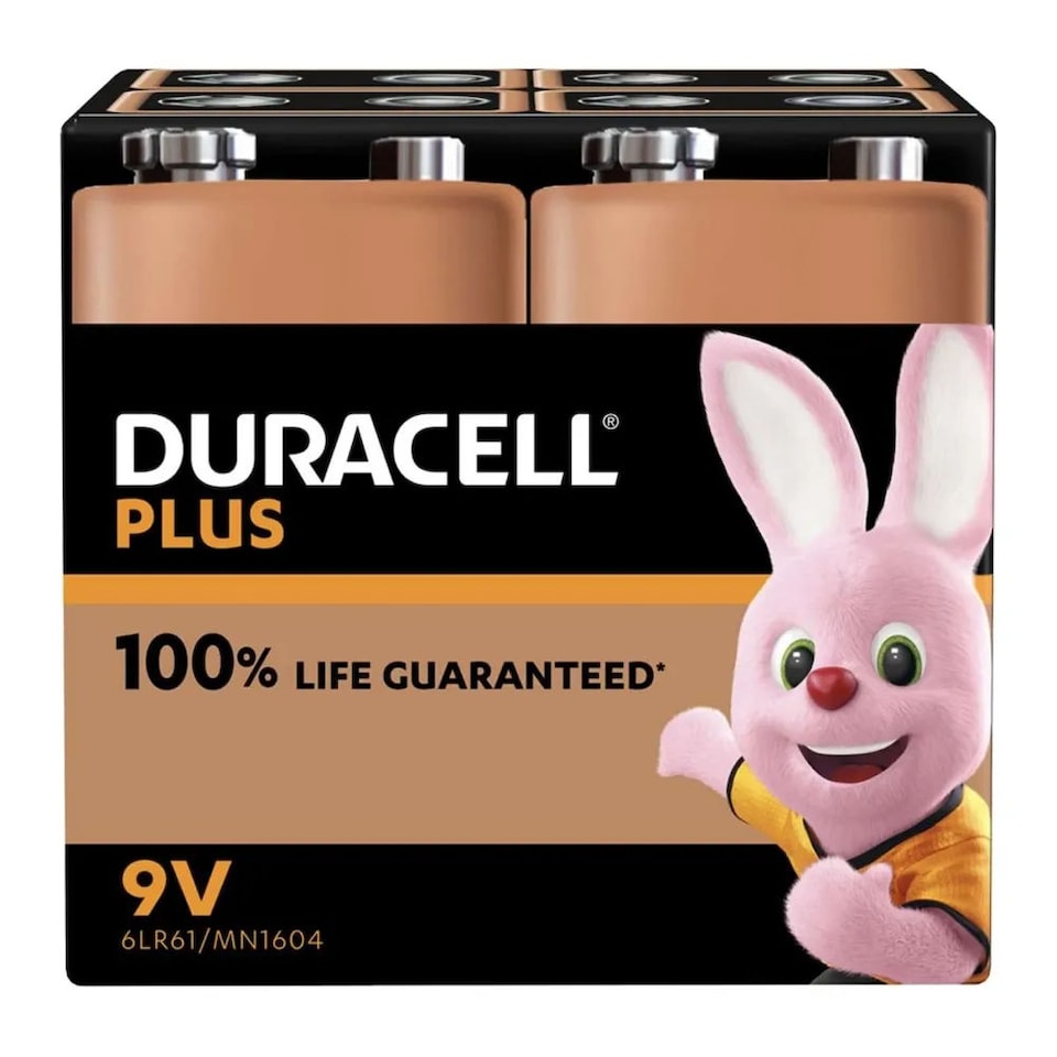 image 1 of Duracell 9V Plus Power Alkaline Batteries, Pack of 4 | Chrome | 4