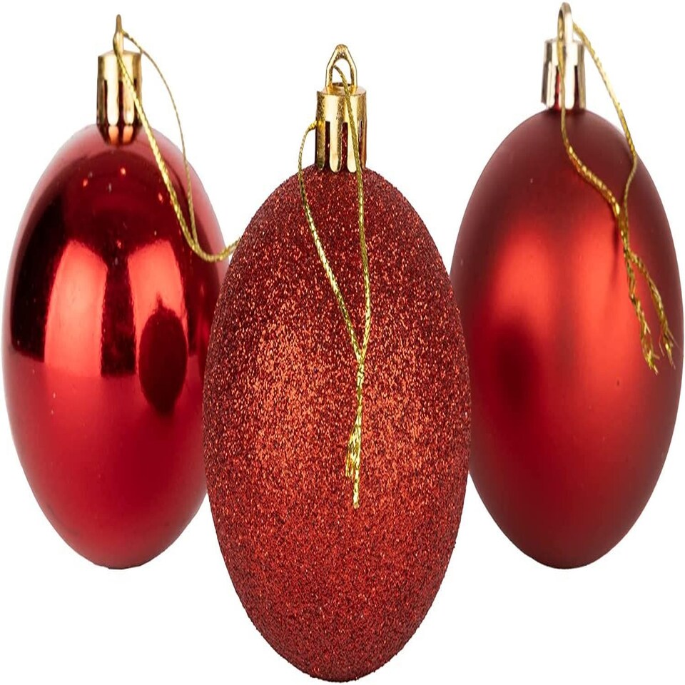 image 1 of 60mm/18Pcs Christmas Baubles Shatterproof Red,Tree Decorations