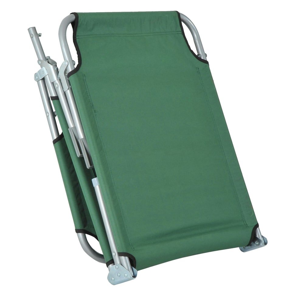 image 1 of Outsunny Camping Cot Picnic Sun Lounger Portable Folding Chair Patio Green