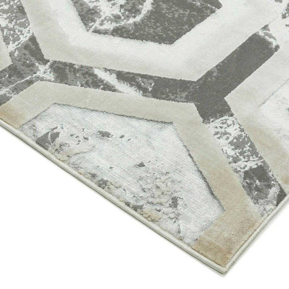 image 1 of Modern Rug, Anti-Shed Abstract Rug for Bedroom, & LivingRoom, Abstract 8mm Thick DiningRoom Rug-80cm X 150cm Silver | 80cm X 150cm