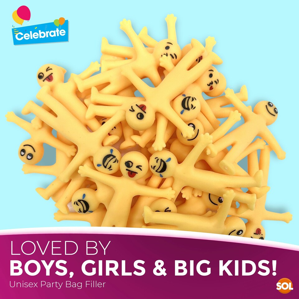 image 1 of SOL 30pk Yellow Stretchy Men Party Bag Fillers For Kids, Fun Flexible Stretchy