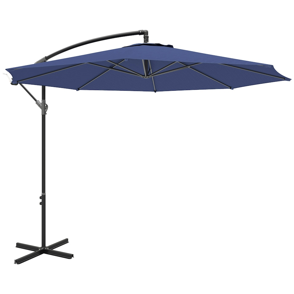 image 1 of Outsunny 3(m) Garden Banana Parasol Cantilever Umbrella w/Crank& Base