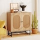 image 3 of COSTWAY Rattan Storage Cabinet 2 Door Buffet Sideboard w/Adjustable Shelf