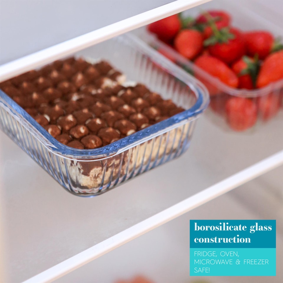 image 1 of Argon Tableware Optical Rectangular Glass Cake Dish - 20cm x 15cm | Clear | Clear | 20cm x 15cm