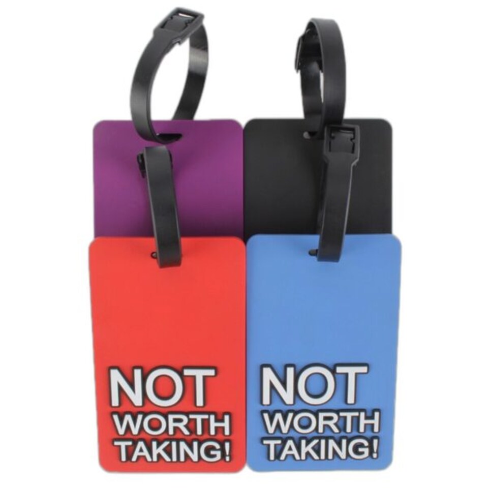 image 1 of Novelty Funny Luggage Tags NOT WORTH TAKING - Red