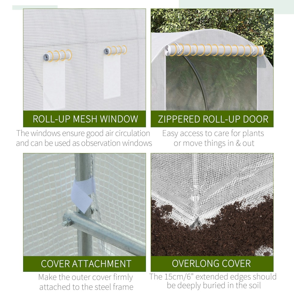 image 1 of Outsunny Large Walk-in Greenhouse Poly Tunnel Galvanised Garden Plants Grow Tent