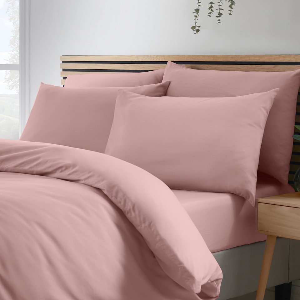 image 1 of Catherine Lansfield So Soft Non-Iron Duvet Cover Set | Pink | Blush Pink | Super King