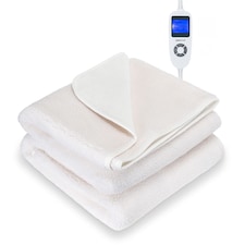 MONHOUSE Fleece Electric Heated Under Blanket - Single 90x190cm - Detachable & Machine Washable - Controller Multi Zones, 9 Heat Settings | White | 1