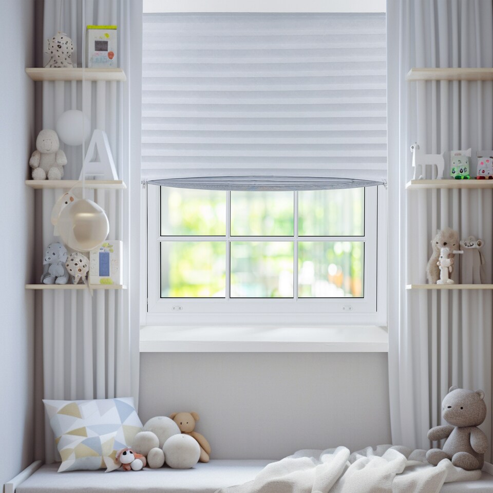 image 1 of 130cm Stick on Blackout Pleated Blind 150cm Drop