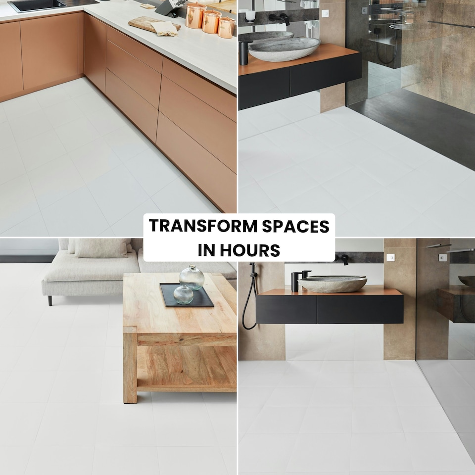 image 1 of NOVECRAFTO Vinyl Floor Tile – Self Adhesive 12x12 in – White Checkerboard – Peel & Stick for Kitchen, Bathroom & Living Room – Waterproof & Easy DIY White | 2.79 sqm