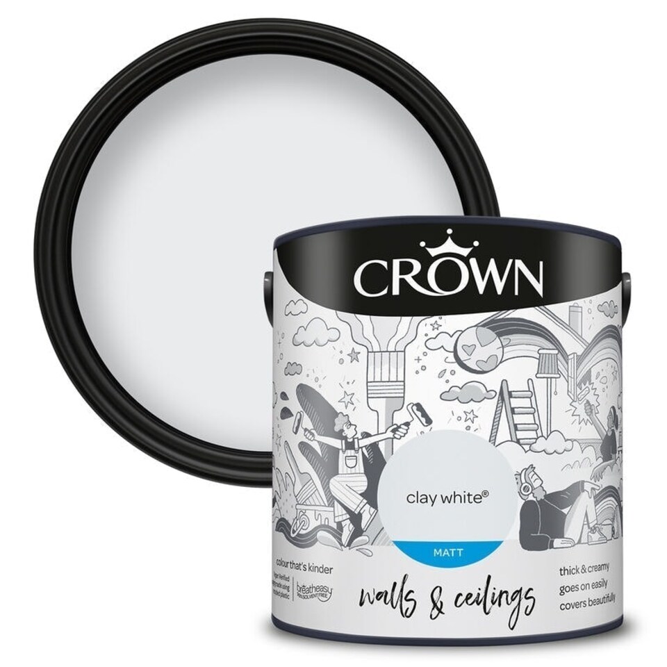 image 1 of Crown Walls & Ceilings Matt 2.5L Clay White