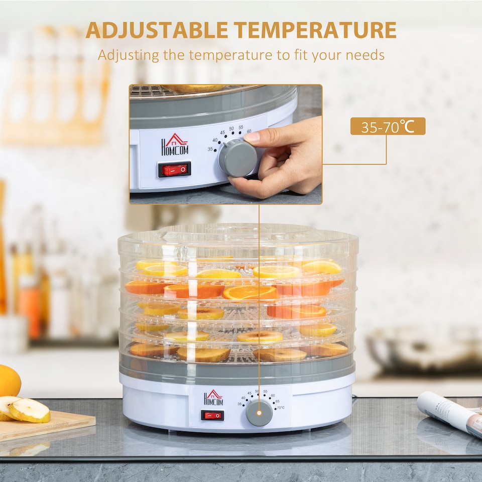image 1 of HOMCOM 5 Tier Food Dehydrator for Drying Fruit Meat Vegetable Jerky Pet Treat