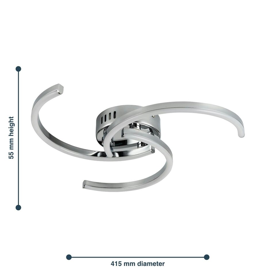 image 1 of First Choice Lighting Curve Chrome LED Flush Ceiling Light Chrome