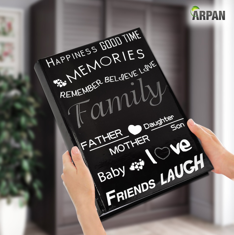image 1 of ARPAN Large Slip In Memo Photo Album for 300 Photos 6x4" (10x15cm) – Bookbound Picture Album with Memo Writing Space, Index Pages & CD/DVD Pocket for Family, Wedding & Travel Memories