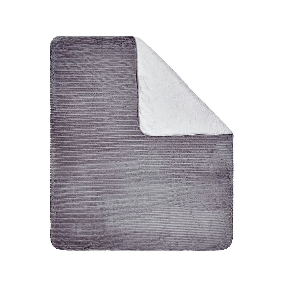 image 1 of BHS Luxury Ribbon Velvet Throw with Sherpa, Grey Grey | Grey
