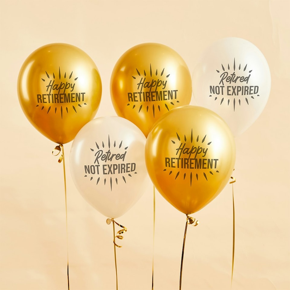 image 1 of Happy Retirement 12" Latex Balloons - Pack of 5