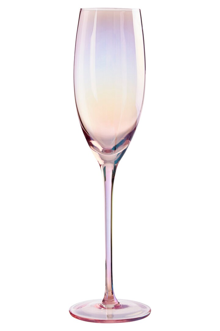 Orsina Practical Set Of 4 Champagne Glasses, Elegant Champagne Glasses, Durable Drink Glasses, Sleek Long Glasses in Pink