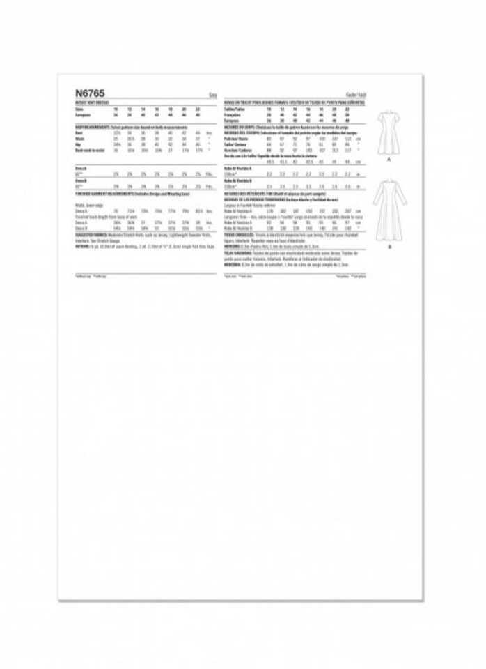 image 1 of New Look 6765 Paper Sewing Pattern – Women’s Dress, Size A (10–12–14–16–18–20–22), Easy