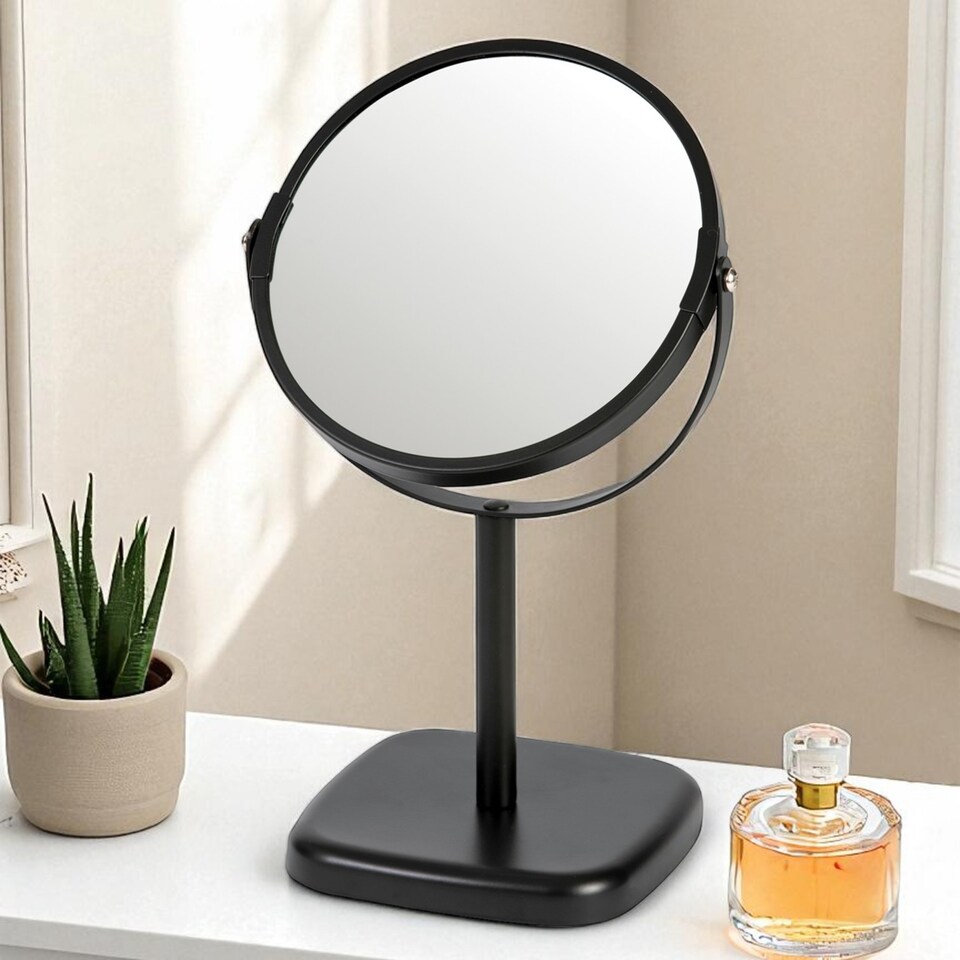 image 1 of Showerdrape Capri Black 2x Magnifying Vanity Mirror | Black | 1