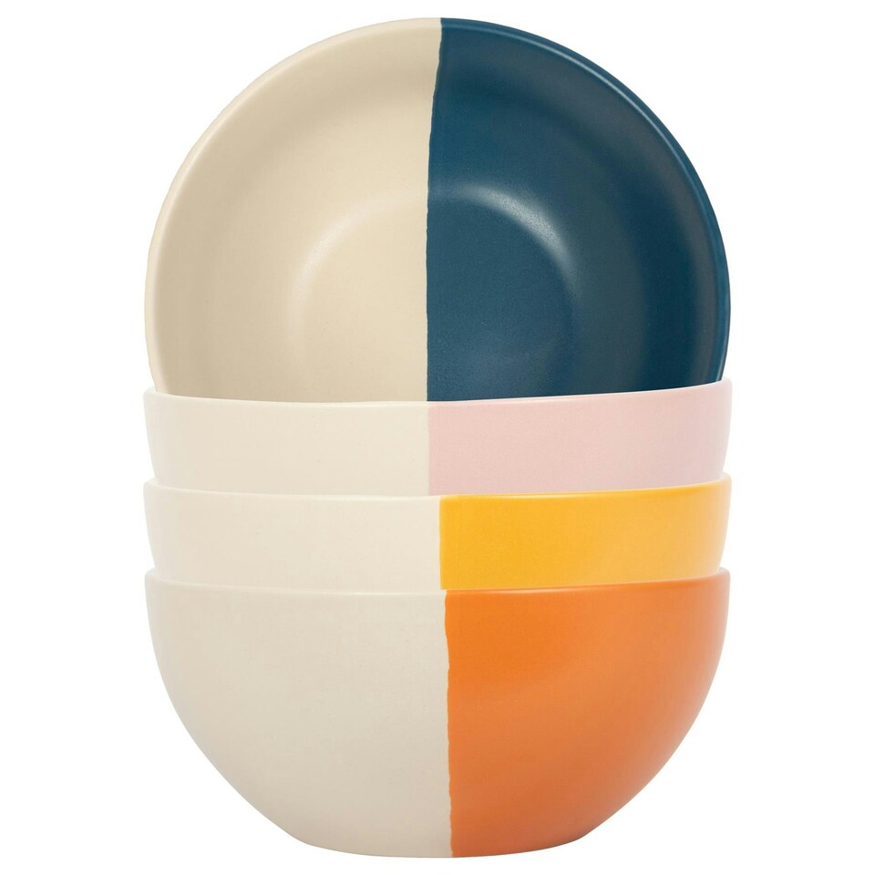 image 1 of Nicola Spring Dipped Stoneware Cereal Bowls - 16.5cm - 4 Colours Multi