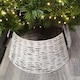image 3 of 48/70cm Samuel Alexander KD Willow Christmas Tree Skirt Wicker Rattan- Large Light Grey