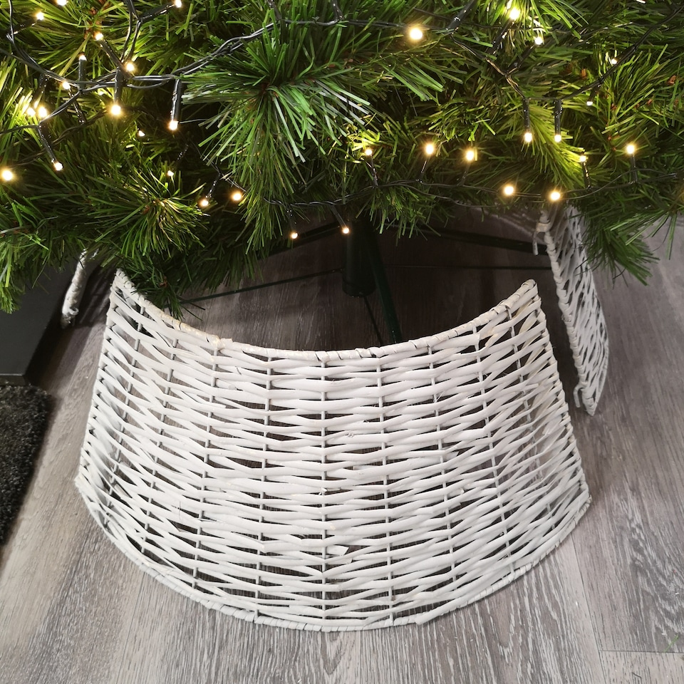 image 1 of 48/70cm Samuel Alexander KD Willow Christmas Tree Skirt Wicker Rattan- Large Light Grey