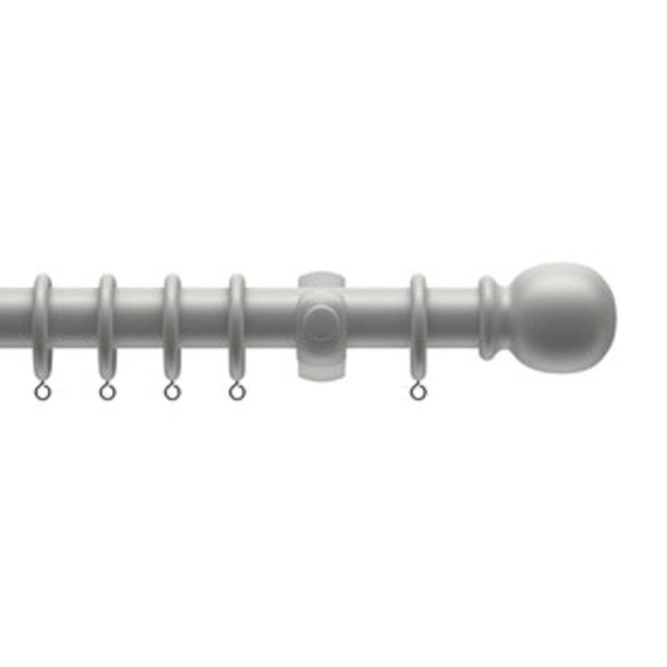 image 1 of 28mm Wooden Grey Curtain Pole Set 125cm