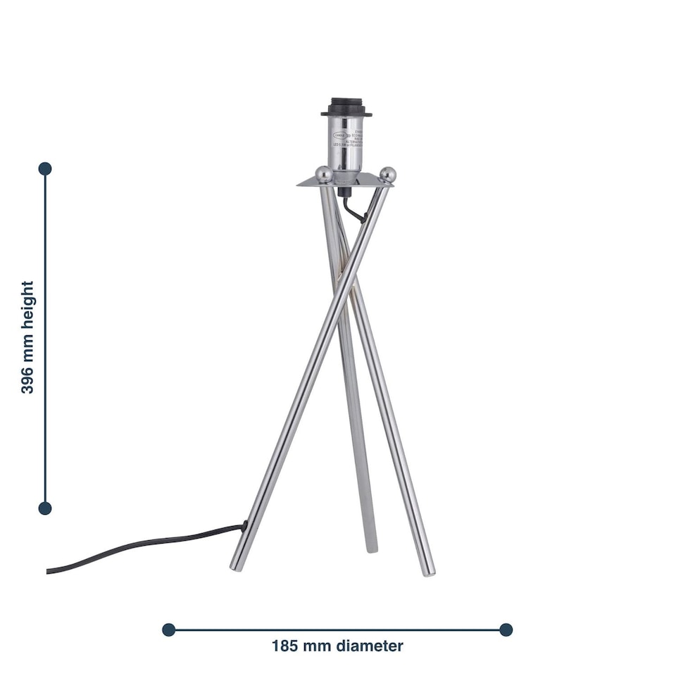 image 1 of Set of 2 Chrome Tripod Table Lamps Base Only | Chrome | Medium | 2