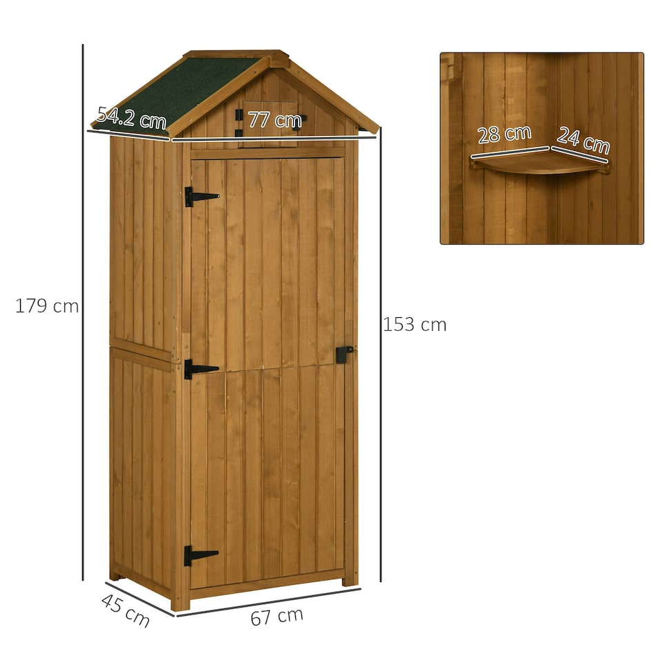image 1 of Outsunny Wooden Garden Storage Shed Tool Storage Box, 77 x 54 x 179 cm