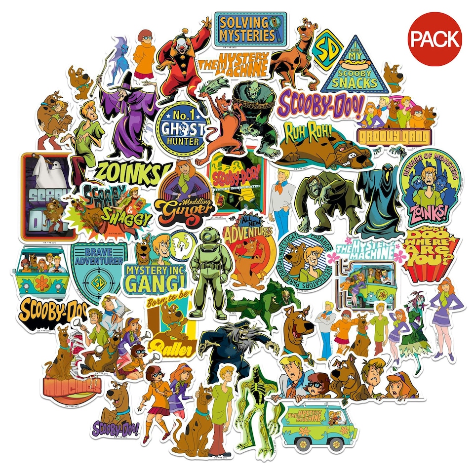 Scooby Doo Deluxe Assorted Designs Stickers (Pack of 50) - Multicoloured - One Size