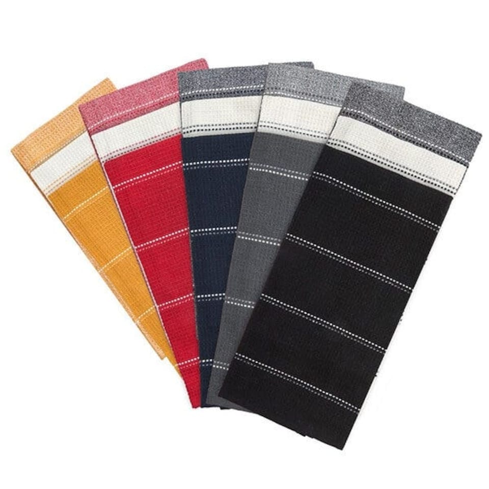 image 1 of Le Chateau Waffle Pack Of 3 Tea Towels Red